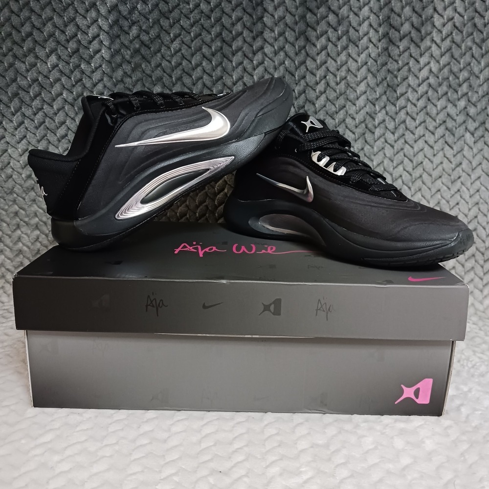 Nike A'One Black Smoke Grey Women's Basketball Sneakers Shoes Size 6